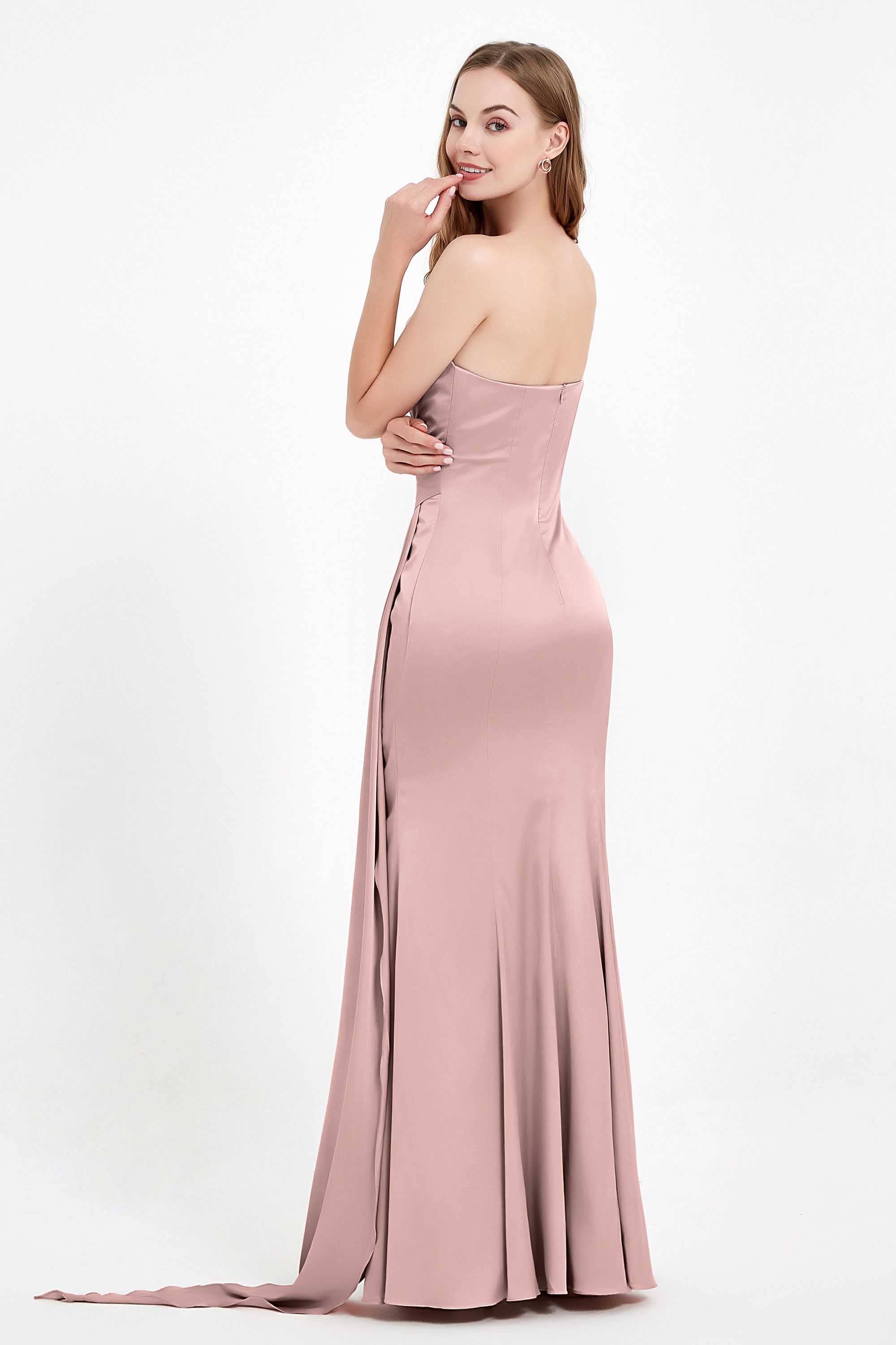 One Shoulder Satin Pleated Formal Evening Dress Sheath Prom Party Gowns