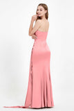 One Shoulder Satin Pleated Formal Evening Dress Sheath Prom Party Gowns