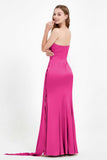 One Shoulder Satin Pleated Formal Evening Dress Sheath Prom Party Gowns