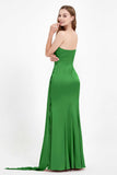 One Shoulder Satin Pleated Formal Evening Dress Sheath Prom Party Gowns