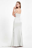 One Shoulder Satin Pleated Formal Evening Dress Sheath Prom Party Gowns