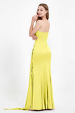One Shoulder Satin Pleated Formal Evening Dress Sheath Prom Party Gowns