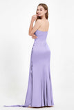 One Shoulder Satin Pleated Formal Evening Dress Sheath Prom Party Gowns