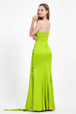 One Shoulder Satin Pleated Formal Evening Dress Sheath Prom Party Gowns