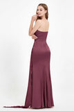 One Shoulder Satin Pleated Formal Evening Dress Sheath Prom Party Gowns