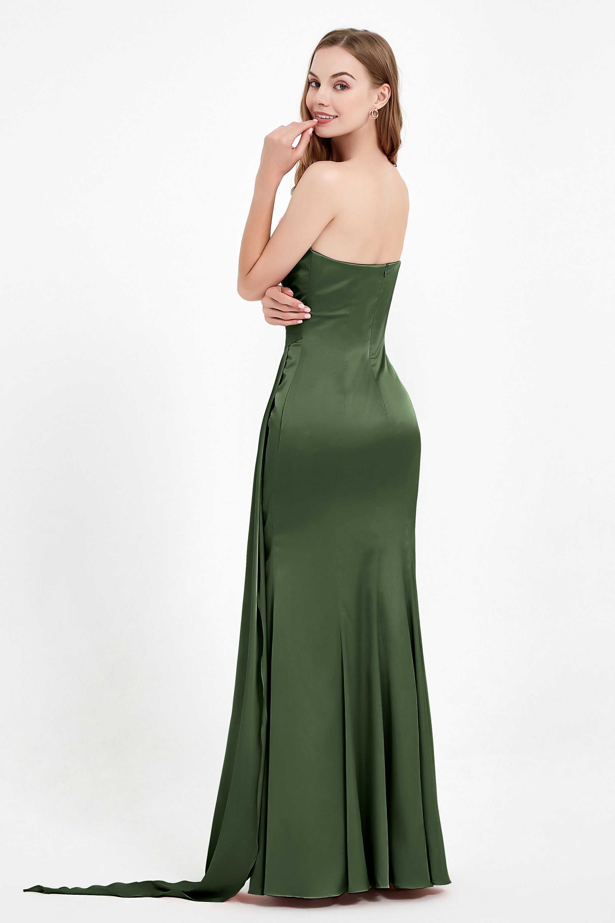 One Shoulder Satin Pleated Formal Evening Dress Sheath Prom Party Gowns