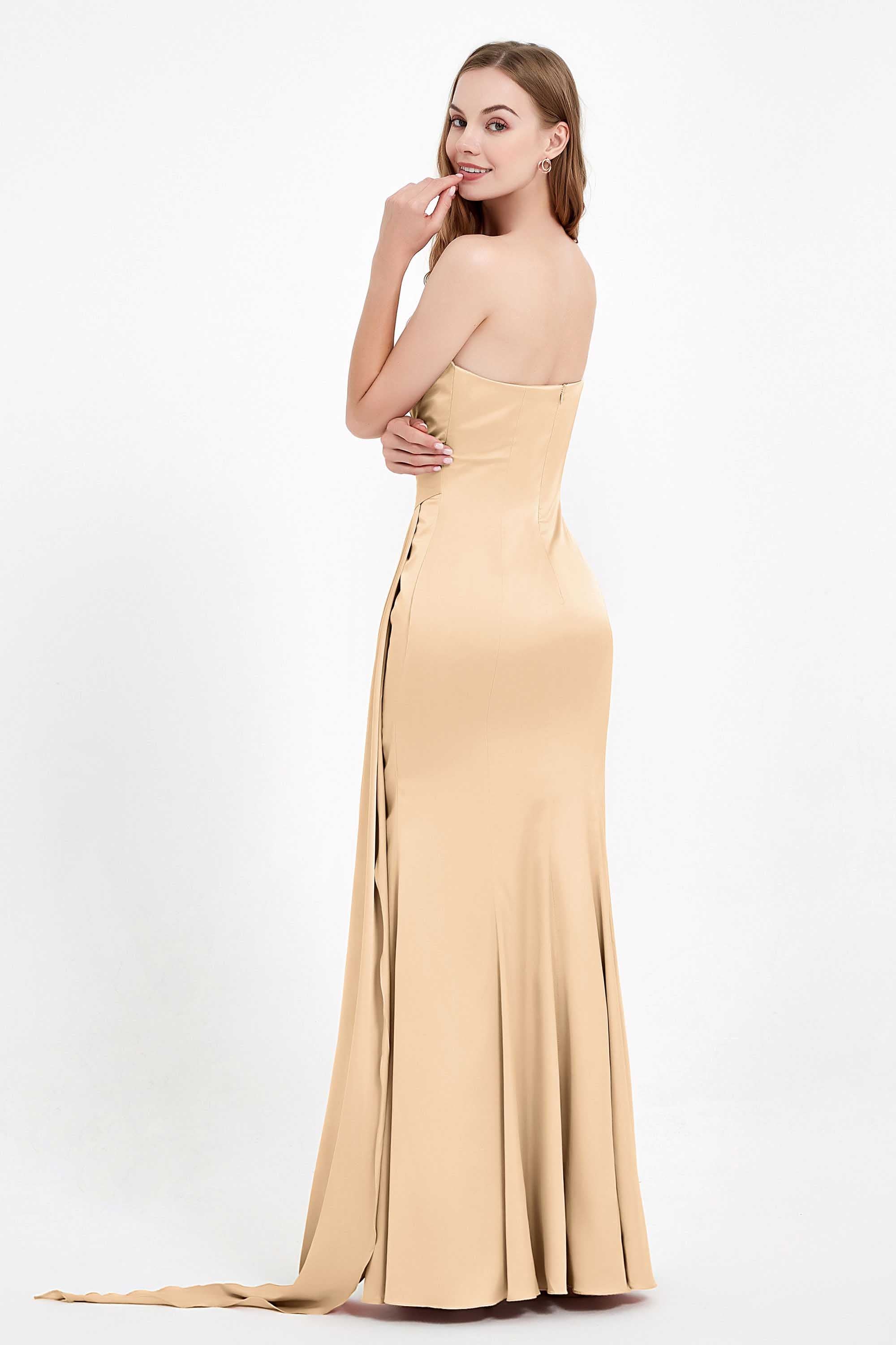 One Shoulder Satin Pleated Formal Evening Dress Sheath Prom Party Gowns