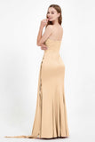 One Shoulder Satin Pleated Formal Evening Dress Sheath Prom Party Gowns