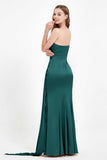 One Shoulder Satin Pleated Formal Evening Dress Sheath Prom Party Gowns
