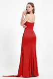 One Shoulder Satin Pleated Formal Evening Dress Sheath Prom Party Gowns