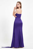 One Shoulder Satin Pleated Formal Evening Dress Sheath Prom Party Gowns