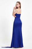 One Shoulder Satin Pleated Formal Evening Dress Sheath Prom Party Gowns