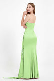 One Shoulder Satin Pleated Formal Evening Dress Sheath Prom Party Gowns