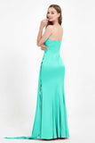 One Shoulder Satin Pleated Formal Evening Dress Sheath Prom Party Gowns