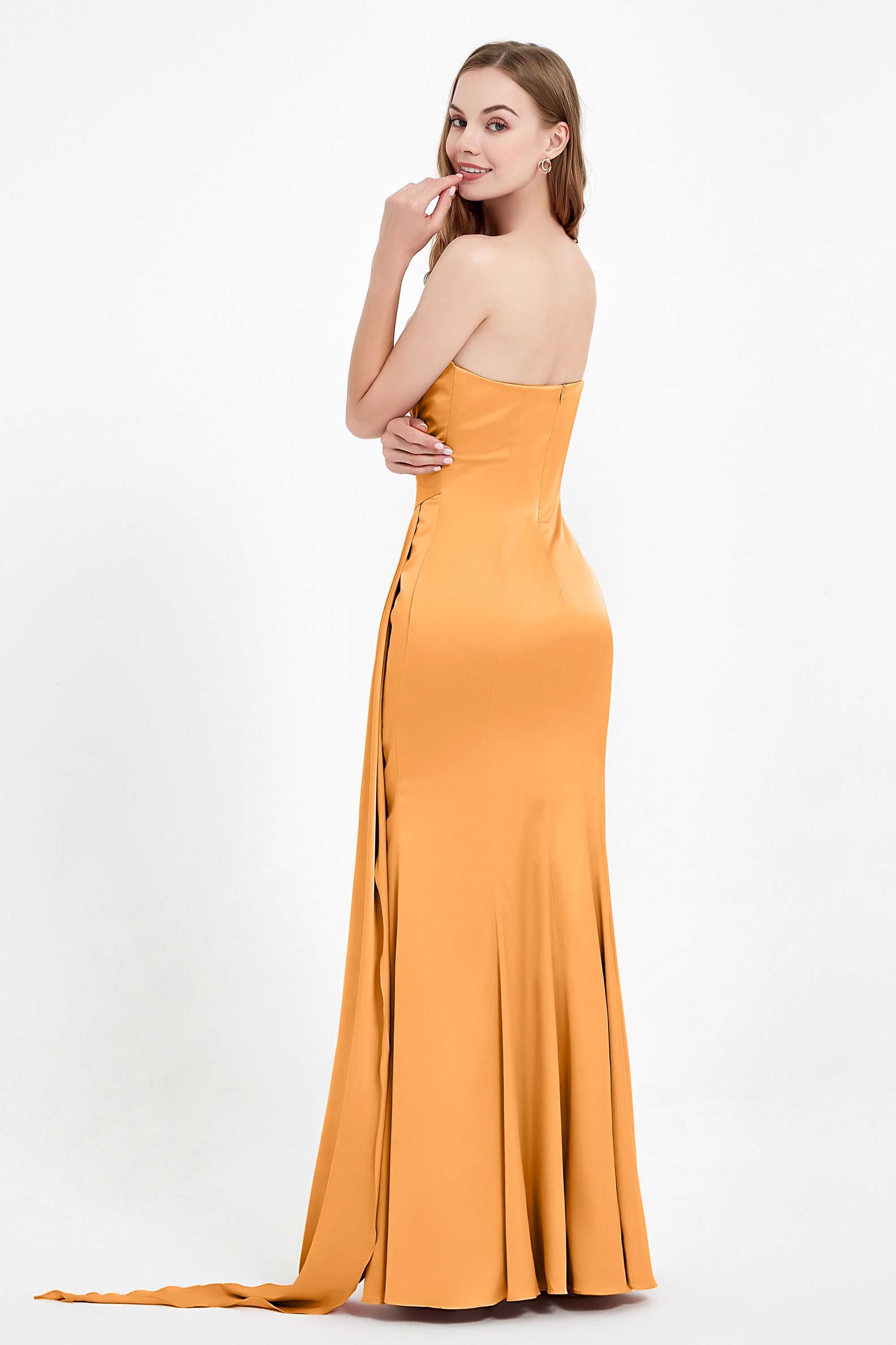 One Shoulder Satin Pleated Formal Evening Dress Sheath Prom Party Gowns