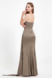 One Shoulder Satin Pleated Formal Evening Dress Sheath Prom Party Gowns