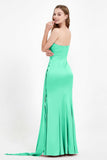 One Shoulder Satin Pleated Formal Evening Dress Sheath Prom Party Gowns