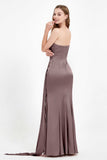One Shoulder Satin Pleated Formal Evening Dress Sheath Prom Party Gowns