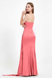 One Shoulder Satin Pleated Formal Evening Dress Sheath Prom Party Gowns
