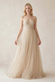 A-Line Sweetheart Tulle Long Wedding Dresses
