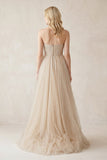 A-Line Sweetheart Tulle Long Wedding Dresses