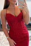 Bodycon Champagne Spaghetti Straps Tight Short Homecoming Dress with Appliques