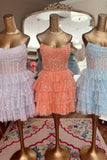 A Line Strapless Tiered Homecoming Dress