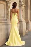 Bow Sweetheart Light Blue Mermaid Long Prom Dress