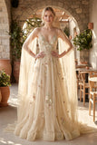 A-line 3D Flower Colorful V Neck Tulle Forest Wedding Dresses