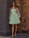 A-Line Corset Homecoming Dress with Sleeves