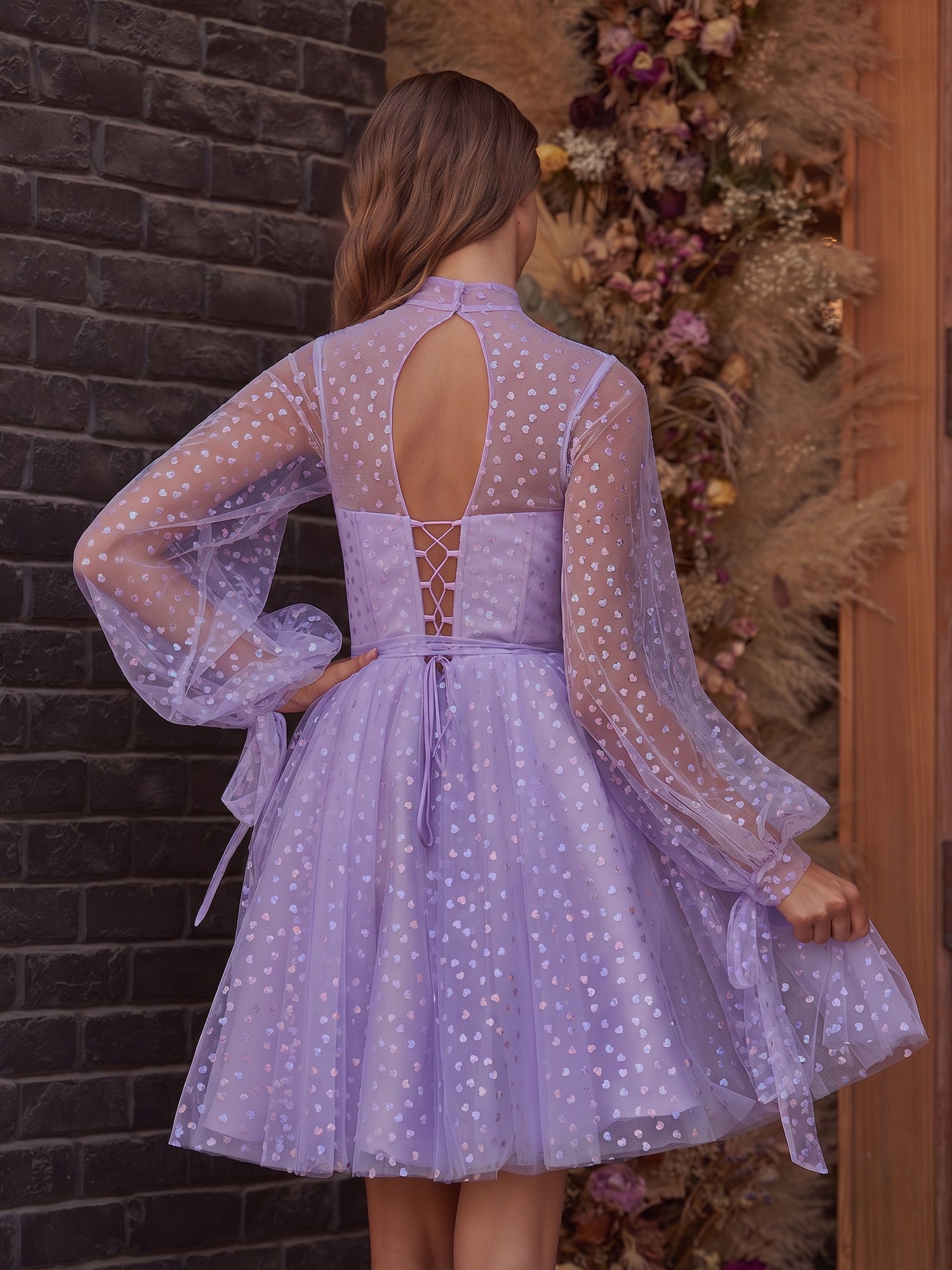 A-Line Corset Homecoming Dress with Sleeves