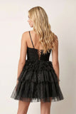 A-Line Deep V Neck Tiered Short Homecoming Dress