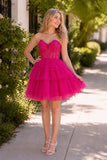 A-Line Sweetheart Lace Short Homecoming Dress
