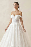 Off the Shoulder Romantic Lace Wedding Dress Bridal Gown