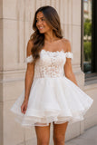 A-Line Lace Organza Appliqued Off-the Shoulder Prom Dress