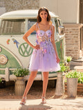 A-Line Lavender Bloom Mini Homecoming Dress