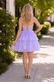 A-Line Sweetheart Lace Short Homecoming Dress