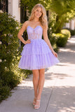 A-Line Sweetheart Lace Short Homecoming Dress
