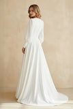 Modest A Line Long Sleeves Wedding Dress Vintage Gown