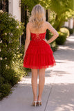 A-Line Sweetheart Lace Short Homecoming Dress
