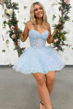 A-Line Ruffled Yellow Strapless Corset Short Homecoming Dress