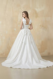 A Line Satin Ball Gown With Bow in White