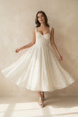 A-Line Sparkly Sequined Tea-Length Wedding Dresses