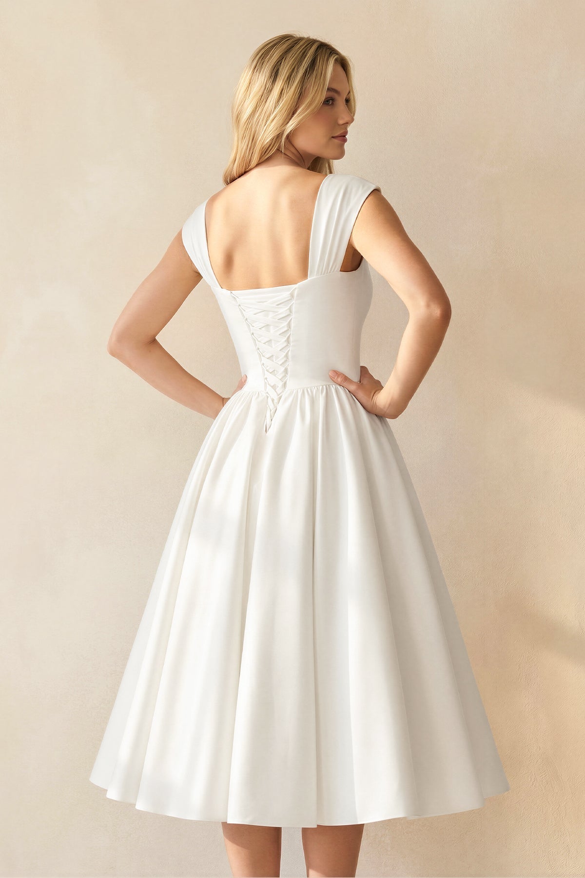 A-Line Sleeveless Lace-Up Back Satin Wedding Dress