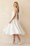 A-Line Sleeveless Lace-Up Back Satin Wedding Dress
