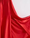 A-line Spaghetti Straps Corset Back Prom Dress With Split