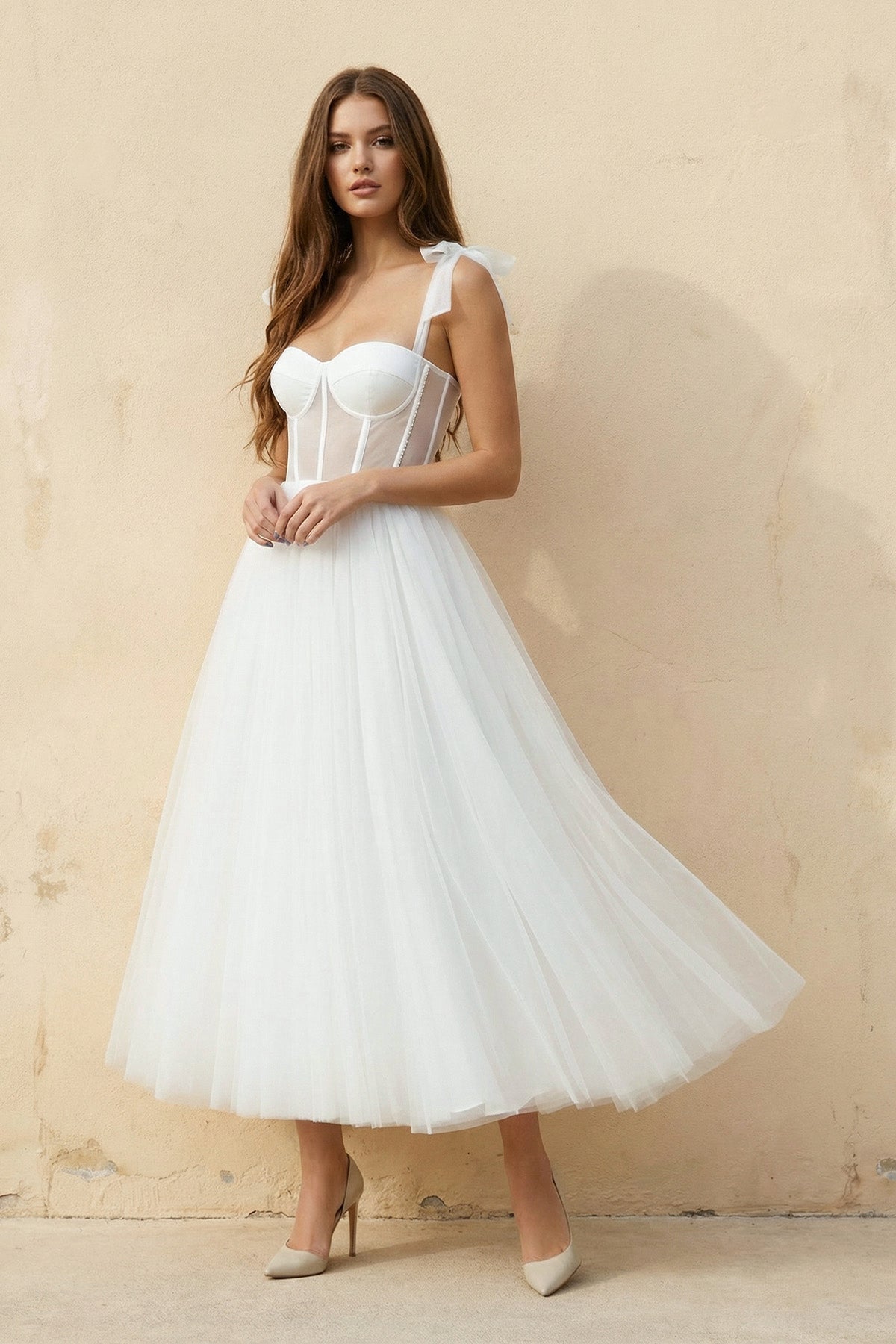 Sex Short White Wedding Dresses With Tulle Tea-Length