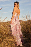 A-Line Sweetheart Floral Printed Long Prom Dresses