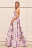 A-Line Sweetheart Floral Printed Long Prom Dresses