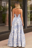 A-Line Sweetheart Floral Printed Long Prom Dresses